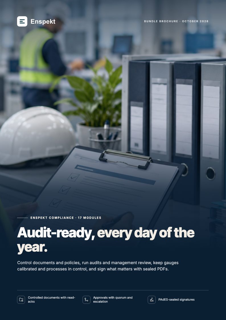 Cover of the Enspekt Compliance brochure