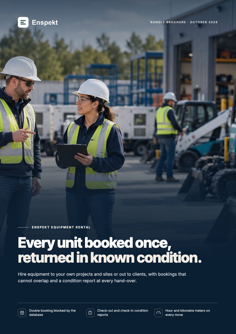 Cover of the Enspekt Equipment Rental brochure