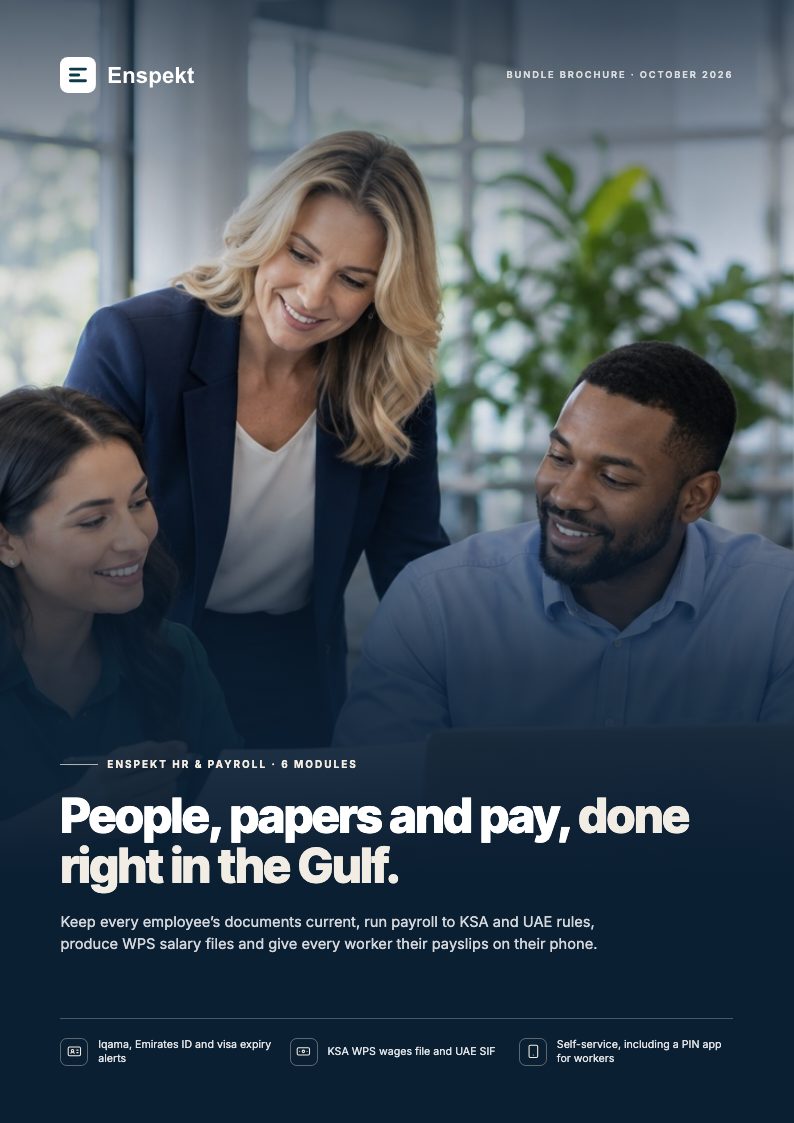 Cover of the Enspekt HR & Payroll brochure