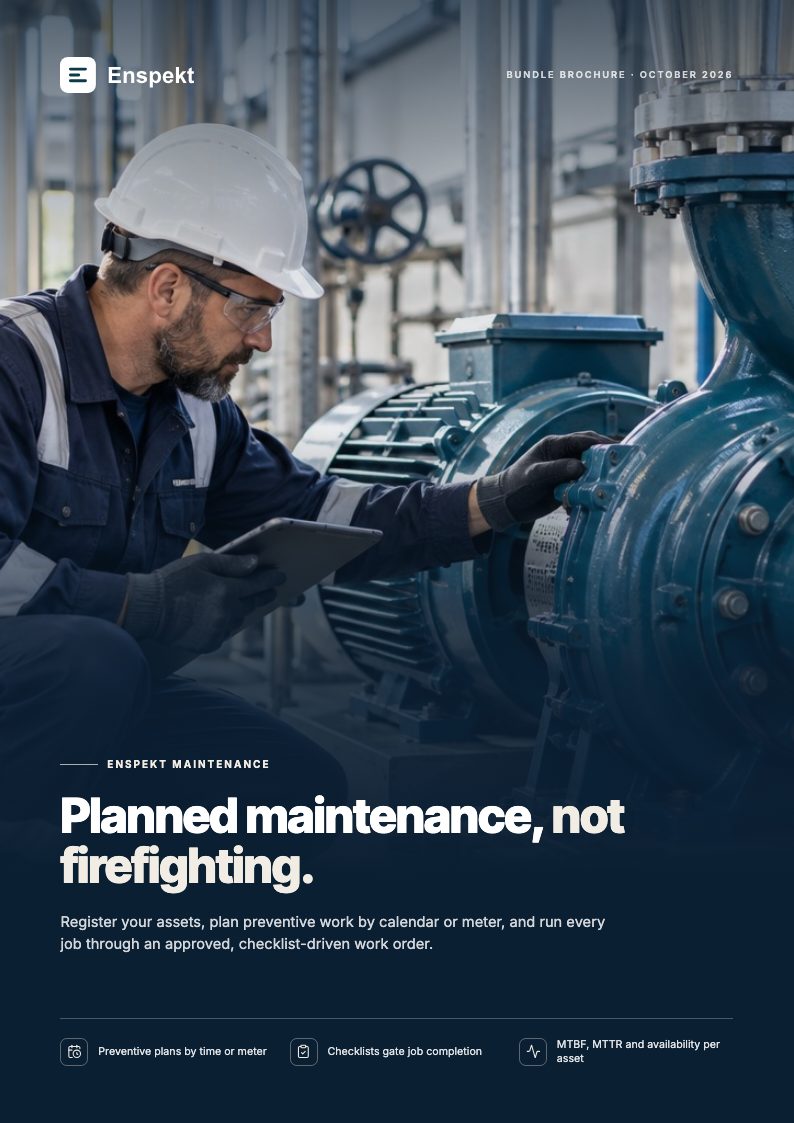 Cover of the Enspekt Maintenance brochure