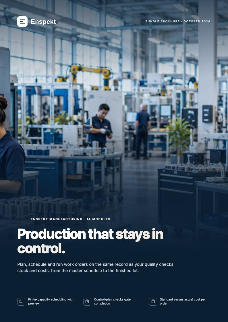 Cover of the Enspekt Manufacturing brochure
