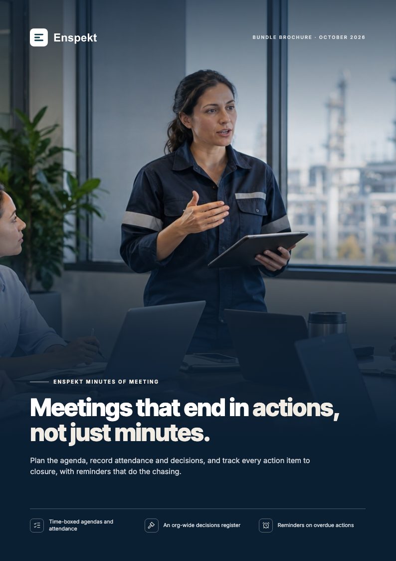 Cover of the Enspekt Minutes of Meeting brochure