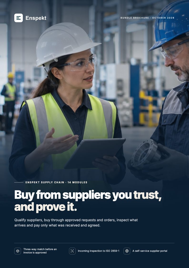 Cover of the Enspekt Supply Chain brochure